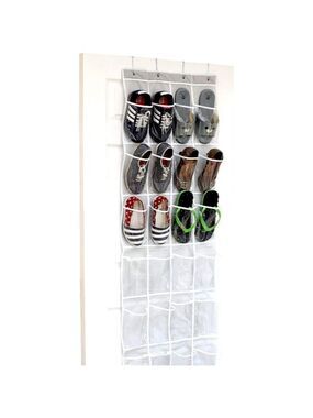 24 Pockets - Simple houseware Crystal Clear over the Door Hanging Shoe Organizer